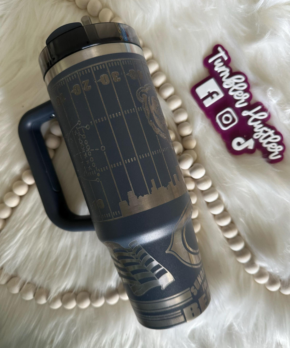 Custom Chicago Football Team Laser Engraved Stanley