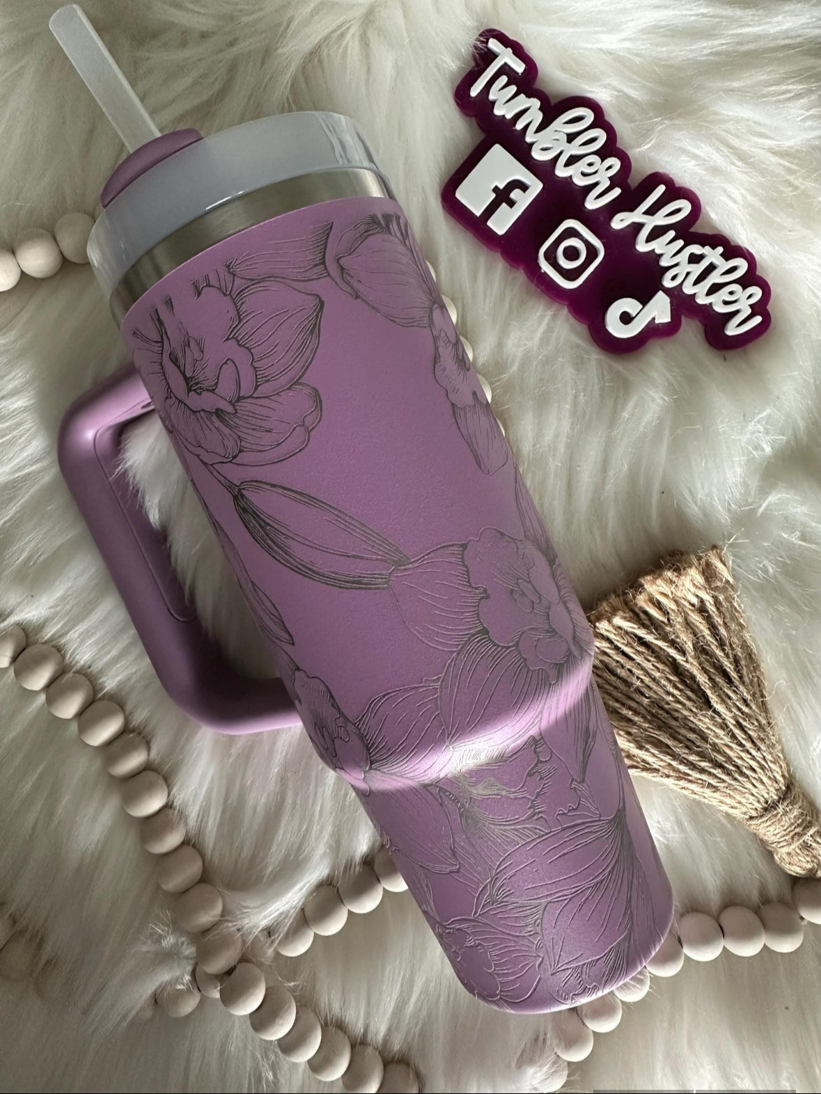 Custom Orchids Laser Engraved Stanley